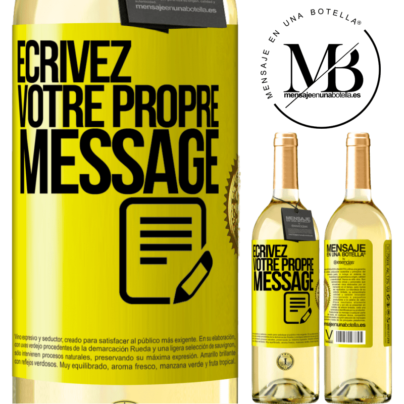 29,95 € Envoi gratuit | Vin blanc Édition WHITE Écrivez votre propre message Étiquette Jaune. Étiquette personnalisable Vin jeune Récolte 2022 Verdejo