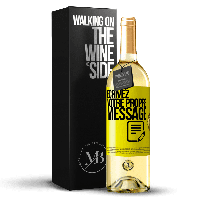 29,95 € Envoi gratuit | Vin blanc Édition WHITE Écrivez votre propre message Étiquette Jaune. Étiquette personnalisable Vin jeune Récolte 2024 Verdejo