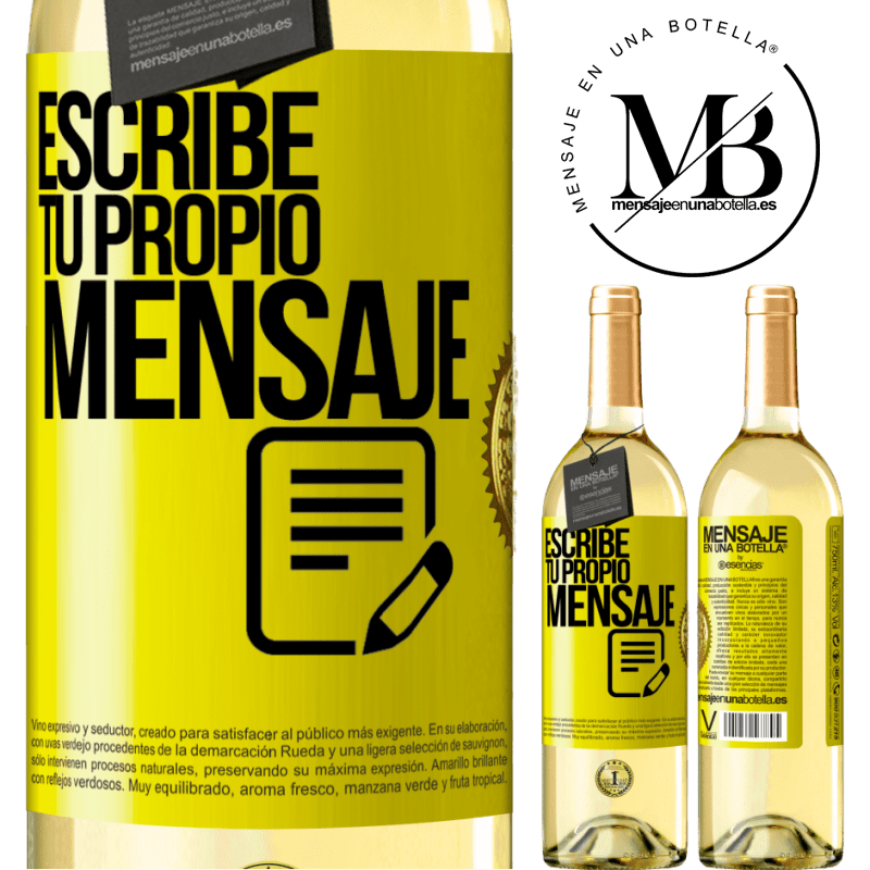 29,95 € Envío gratis | Vino Blanco Edición WHITE Escribe tu propio mensaje Etiqueta Amarilla. Etiqueta personalizable Vino joven Cosecha 2023 Verdejo