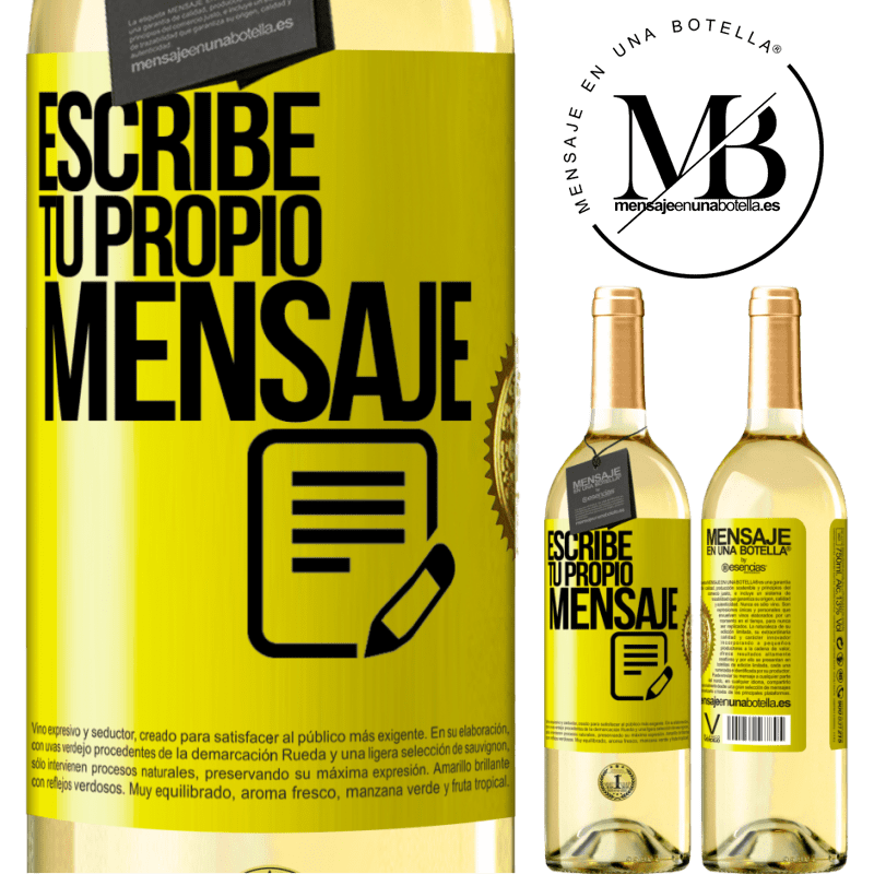 29,95 € Envío gratis | Vino Blanco Edición WHITE Escribe tu propio mensaje Etiqueta Amarilla. Etiqueta personalizable Vino joven Cosecha 2025 Verdejo