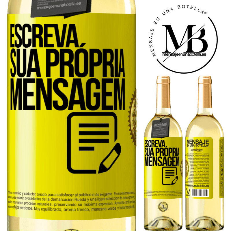 29,95 € Envio grátis | Vinho branco Edição WHITE Escreva sua própria mensagem Etiqueta Amarela. Etiqueta personalizável Vinho jovem Colheita 2024 Verdejo