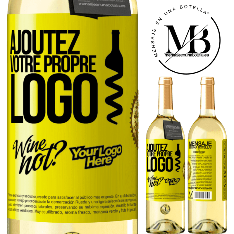 29,95 € Envoi gratuit | Vin blanc Édition WHITE Ajoutez votre propre logo Étiquette Jaune. Étiquette personnalisable Vin jeune Récolte 2022 Verdejo