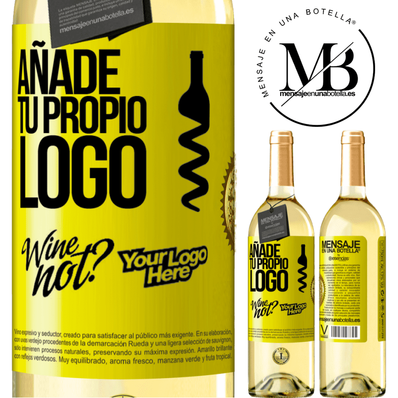 29,95 € Envío gratis | Vino Blanco Edición WHITE Añade tu propio logo Etiqueta Amarilla. Etiqueta personalizable Vino joven Cosecha 2024 Verdejo