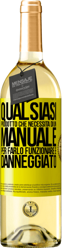 Spedizione Gratuita | Vino bianco Edizione WHITE Qualsiasi prodotto che necessita di un manuale per farlo funzionare è danneggiato Etichetta Gialla. Etichetta personalizzabile Vino giovane Raccogliere 2023 Verdejo