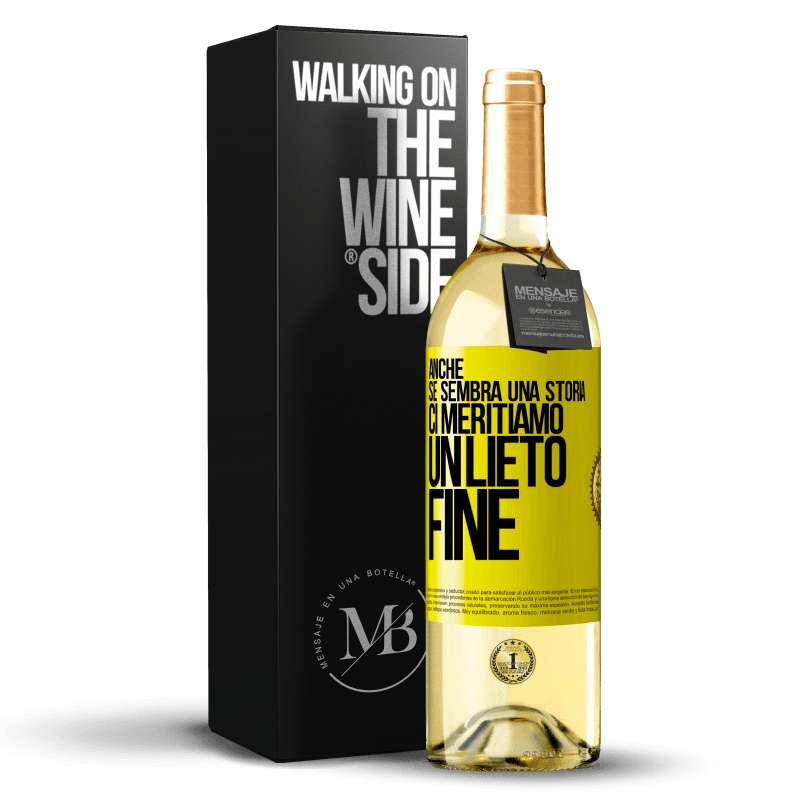 29,95 € Spedizione Gratuita | Vino bianco Edizione WHITE Anche se sembra una storia, ci meritiamo un lieto fine Etichetta Gialla. Etichetta personalizzabile Vino giovane Raccogliere 2023 Verdejo