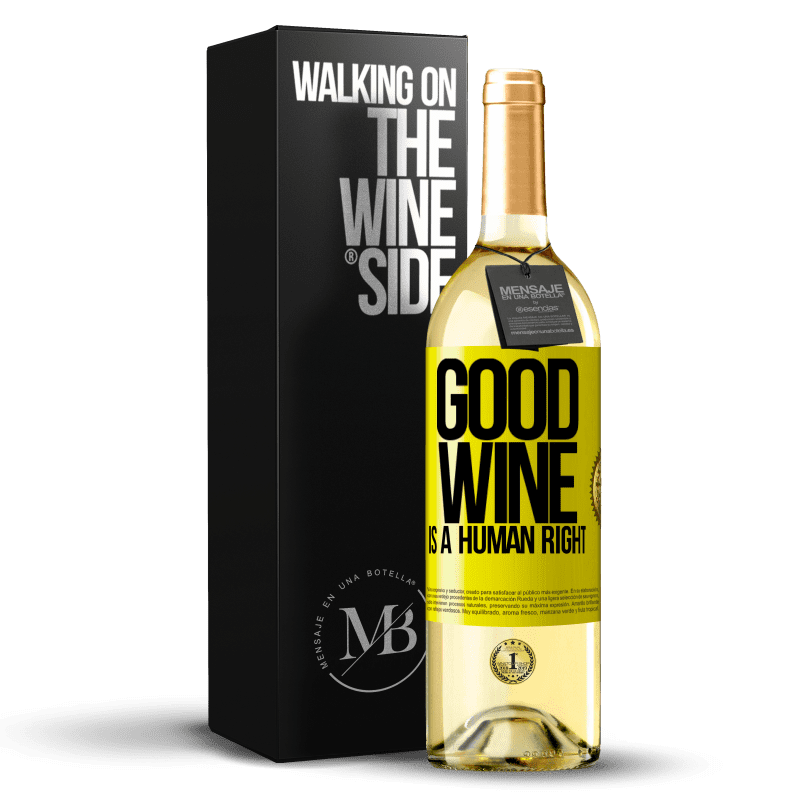 29,95 € 送料無料 | 白ワイン WHITEエディション Good wine is a human right 黄色のラベル. カスタマイズ可能なラベル 若いワイン 収穫 2025 Verdejo
