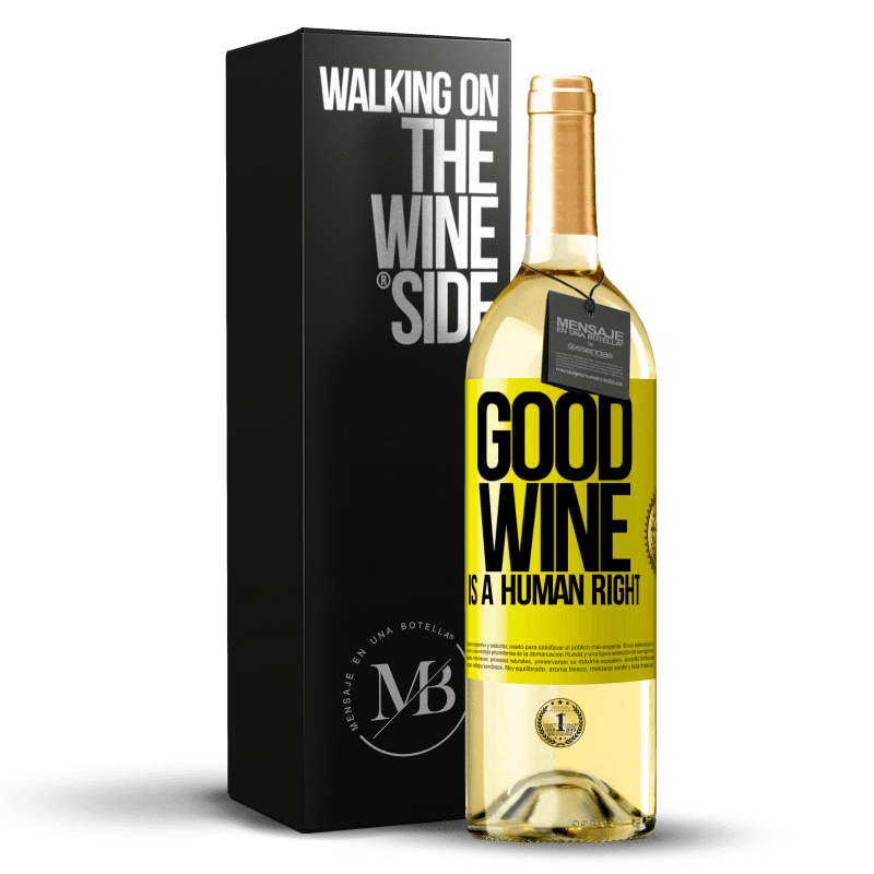 29,95 € Envío gratis | Vino Blanco Edición WHITE Good wine is a human right Etiqueta Amarilla. Etiqueta personalizable Vino joven Cosecha 2023 Verdejo