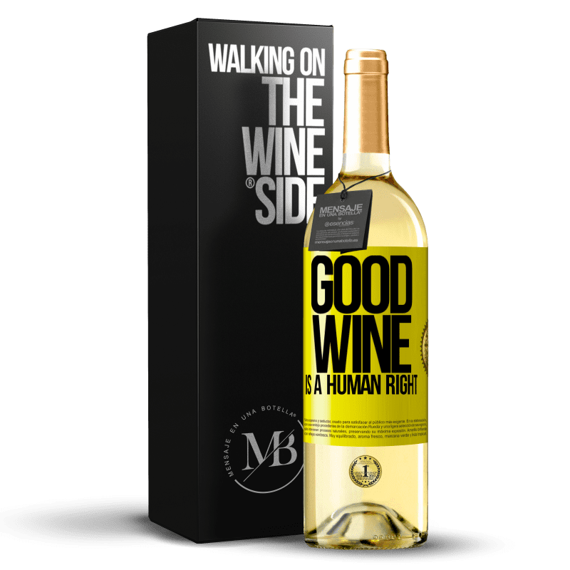 29,95 € Spedizione Gratuita | Vino bianco Edizione WHITE Good wine is a human right Etichetta Gialla. Etichetta personalizzabile Vino giovane Raccogliere 2023 Verdejo