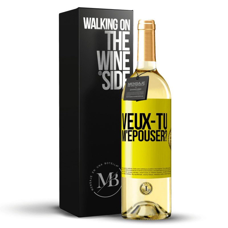 29,95 € Envoi gratuit | Vin blanc Édition WHITE Veux-tu m'épouser? Étiquette Jaune. Étiquette personnalisable Vin jeune Récolte 2023 Verdejo