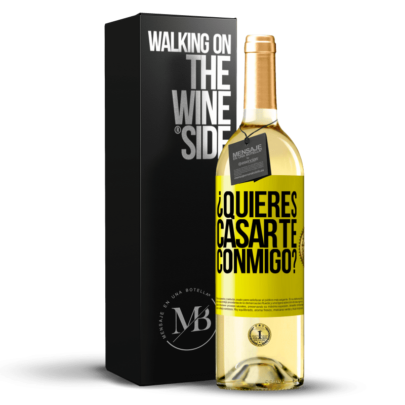 29,95 € Envío gratis | Vino Blanco Edición WHITE ¿Quieres casarte conmigo? Etiqueta Amarilla. Etiqueta personalizable Vino joven Cosecha 2023 Verdejo