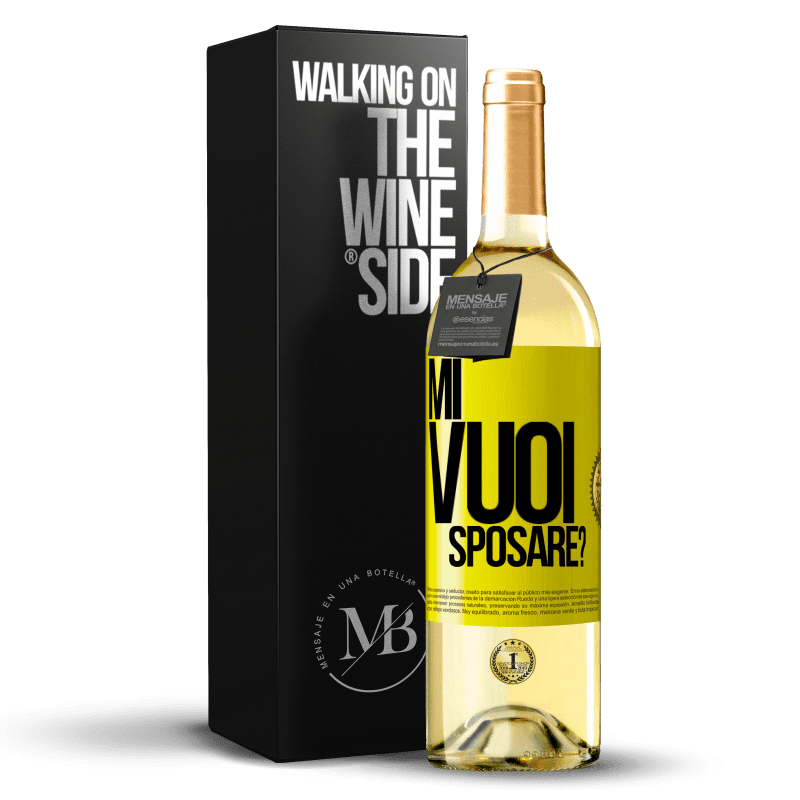 29,95 € Spedizione Gratuita | Vino bianco Edizione WHITE Mi vuoi sposare? Etichetta Gialla. Etichetta personalizzabile Vino giovane Raccogliere 2023 Verdejo