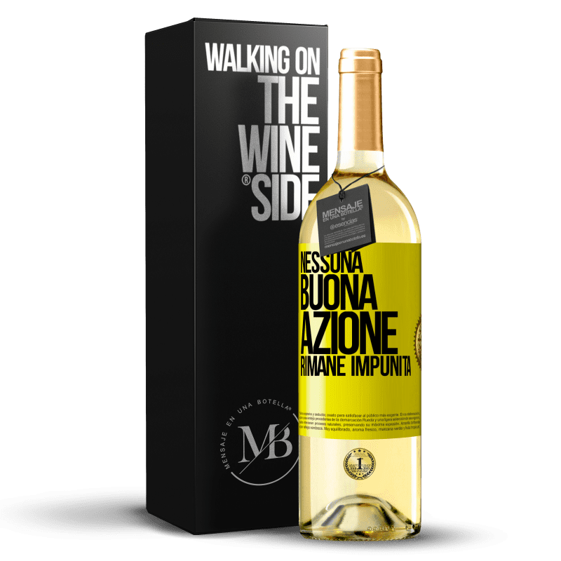 29,95 € Spedizione Gratuita | Vino bianco Edizione WHITE Nessuna buona azione rimane impunita Etichetta Gialla. Etichetta personalizzabile Vino giovane Raccogliere 2023 Verdejo