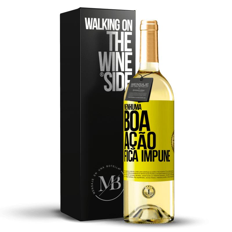 29,95 € Envio grátis | Vinho branco Edição WHITE Nenhuma boa ação fica impune Etiqueta Amarela. Etiqueta personalizável Vinho jovem Colheita 2023 Verdejo