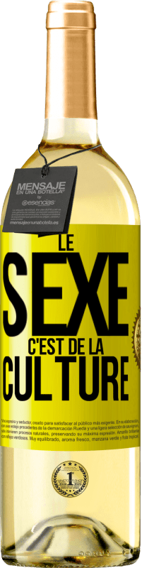 Envoi gratuit | Vin blanc Édition WHITE Le sexe c'est de la culture Étiquette Jaune. Étiquette personnalisable Vin jeune Récolte 2023 Verdejo