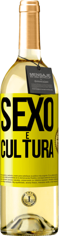 Envio grátis | Vinho branco Edição WHITE Sexo é cultura Etiqueta Amarela. Etiqueta personalizável Vinho jovem Colheita 2023 Verdejo