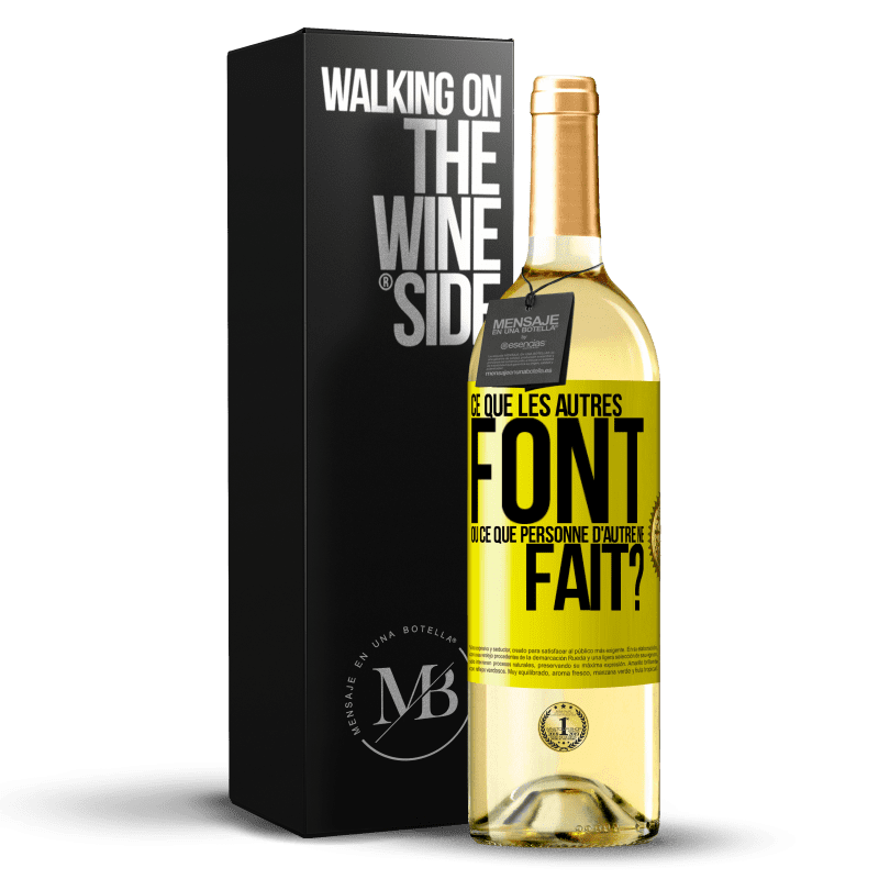 29,95 € Envoi gratuit | Vin blanc Édition WHITE Ce que les autres font ou ce que personne d'autre ne fait? Étiquette Jaune. Étiquette personnalisable Vin jeune Récolte 2024 Verdejo