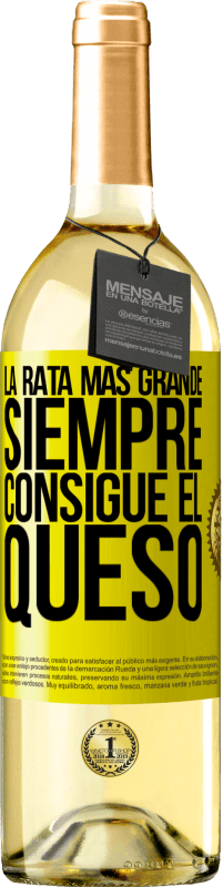 Envío gratis | Vino Blanco Edición WHITE La rata más grande siempre consigue el queso Etiqueta Amarilla. Etiqueta personalizable Vino joven Cosecha 2023 Verdejo