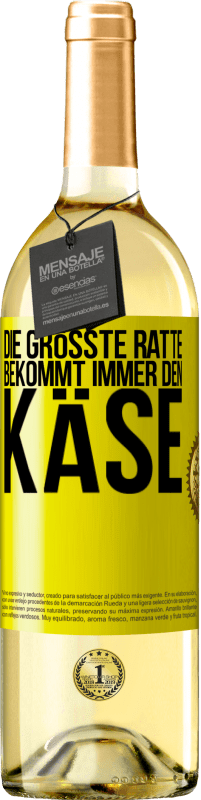 Kostenloser Versand | Weißwein WHITE Ausgabe Die größte Ratte bekommt immer den Käse Gelbes Etikett. Anpassbares Etikett Junger Wein Ernte 2023 Verdejo