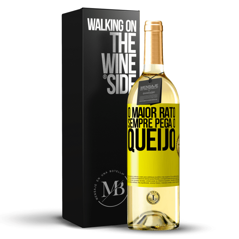 29,95 € Envio grátis | Vinho branco Edição WHITE O maior rato sempre pega o queijo Etiqueta Amarela. Etiqueta personalizável Vinho jovem Colheita 2023 Verdejo