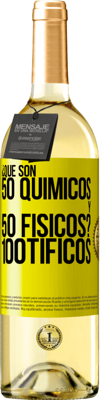 29,95 € | Vino bianco Edizione WHITE ¿Qué son 50 químicos y 50 físicos? 100tíficos Etichetta Gialla. Etichetta personalizzabile Vino giovane Raccogliere 2025 Verdejo