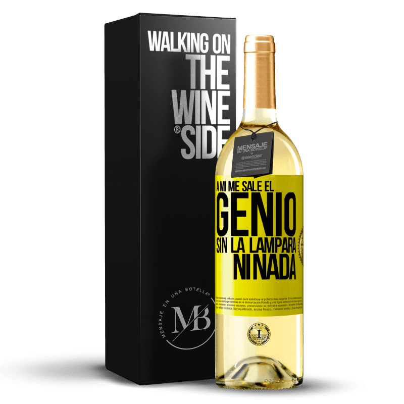 29,95 € Envío gratis | Vino Blanco Edición WHITE A mí me sale el genio sin la lámpara ni nada Etiqueta Amarilla. Etiqueta personalizable Vino joven Cosecha 2023 Verdejo