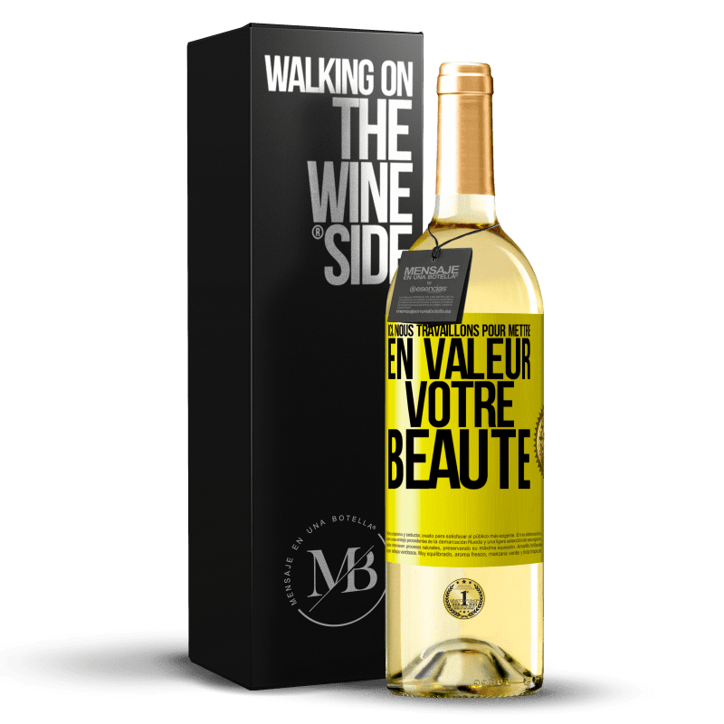 29,95 € Envoi gratuit | Vin blanc Édition WHITE Ici, nous travaillons pour mettre en valeur votre beauté Étiquette Jaune. Étiquette personnalisable Vin jeune Récolte 2023 Verdejo