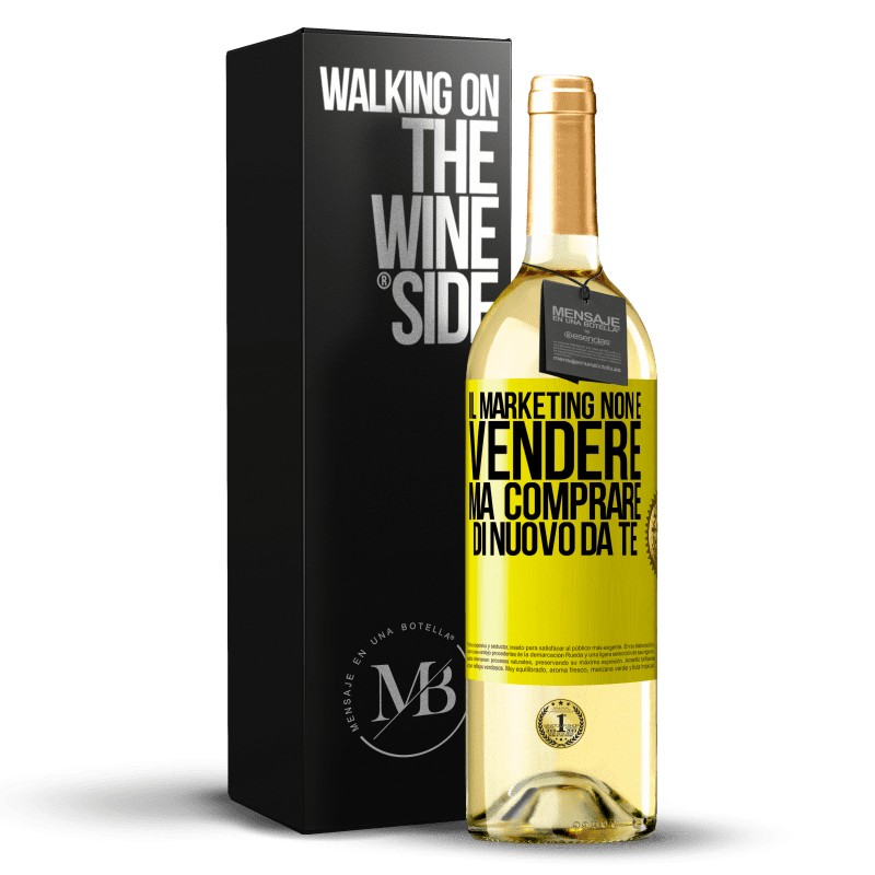 29,95 € Spedizione Gratuita | Vino bianco Edizione WHITE Il marketing non è vendere, ma comprare di nuovo da te Etichetta Gialla. Etichetta personalizzabile Vino giovane Raccogliere 2023 Verdejo