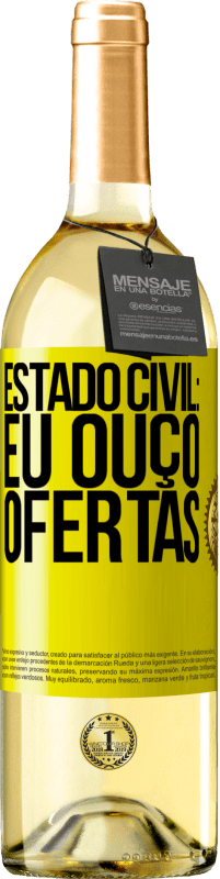 29,95 € Envio grátis | Vinho branco Edição WHITE Estado civil: eu ouço ofertas Etiqueta Amarela. Etiqueta personalizável Vinho jovem Colheita 2025 Verdejo
