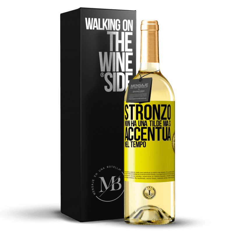 29,95 € Spedizione Gratuita | Vino bianco Edizione WHITE Stronzo non ha una tilde, ma si accentua nel tempo Etichetta Gialla. Etichetta personalizzabile Vino giovane Raccogliere 2023 Verdejo