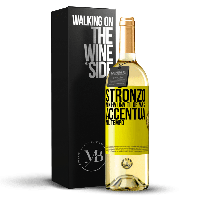 29,95 € Spedizione Gratuita | Vino bianco Edizione WHITE Stronzo non ha una tilde, ma si accentua nel tempo Etichetta Gialla. Etichetta personalizzabile Vino giovane Raccogliere 2024 Verdejo