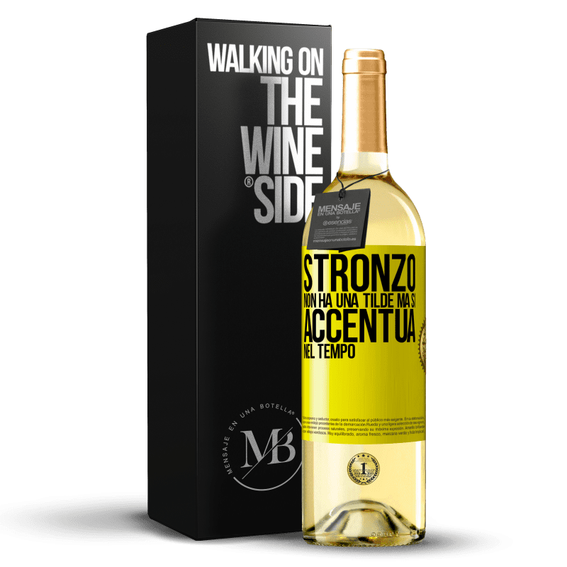 29,95 € Spedizione Gratuita | Vino bianco Edizione WHITE Stronzo non ha una tilde, ma si accentua nel tempo Etichetta Gialla. Etichetta personalizzabile Vino giovane Raccogliere 2025 Verdejo