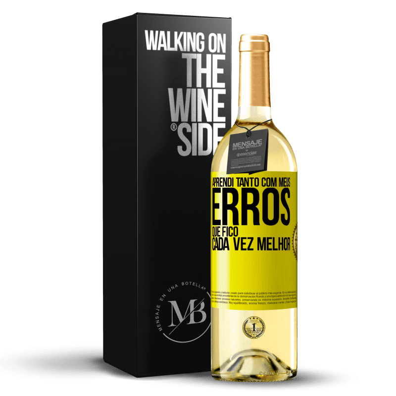 29,95 € Envio grátis | Vinho branco Edição WHITE Aprendi tanto com meus erros que fico cada vez melhor Etiqueta Amarela. Etiqueta personalizável Vinho jovem Colheita 2023 Verdejo