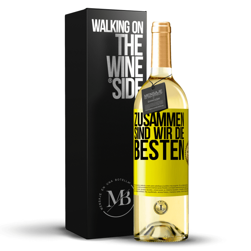 29,95 € Kostenloser Versand | Weißwein WHITE Ausgabe Zusammen sind wir die Besten Gelbes Etikett. Anpassbares Etikett Junger Wein Ernte 2023 Verdejo