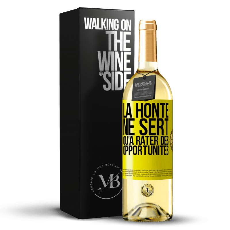 29,95 € Envoi gratuit | Vin blanc Édition WHITE La honte ne sert qu'à rater des opportunités Étiquette Jaune. Étiquette personnalisable Vin jeune Récolte 2023 Verdejo