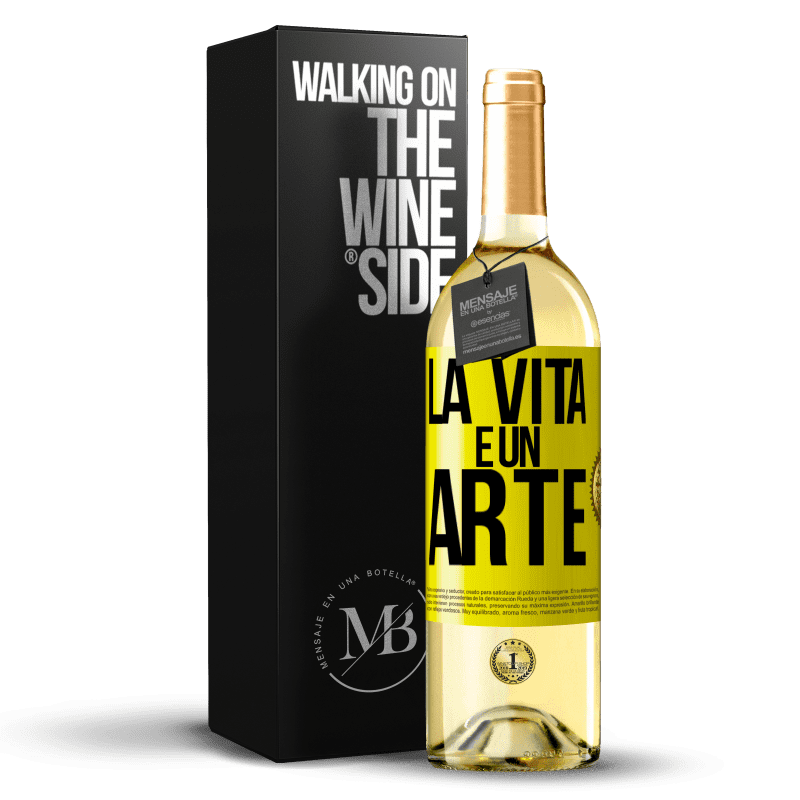 29,95 € Spedizione Gratuita | Vino bianco Edizione WHITE La vita è un'arte Etichetta Gialla. Etichetta personalizzabile Vino giovane Raccogliere 2023 Verdejo