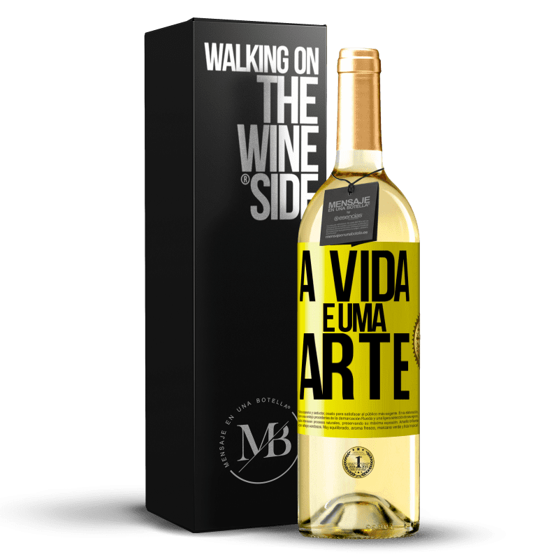 29,95 € Envio grátis | Vinho branco Edição WHITE A vida é uma arte Etiqueta Amarela. Etiqueta personalizável Vinho jovem Colheita 2023 Verdejo