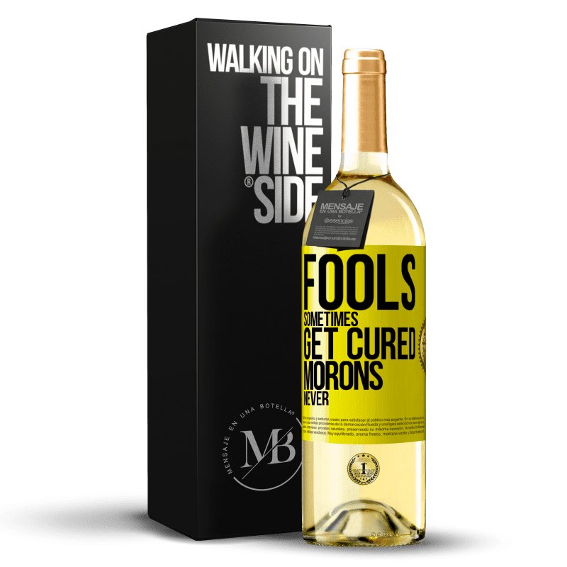 29,95 € Free Shipping | White Wine WHITE Edition Fools sometimes get cured, morons never Yellow Label. Customizable label Young wine Harvest 2023 Verdejo
