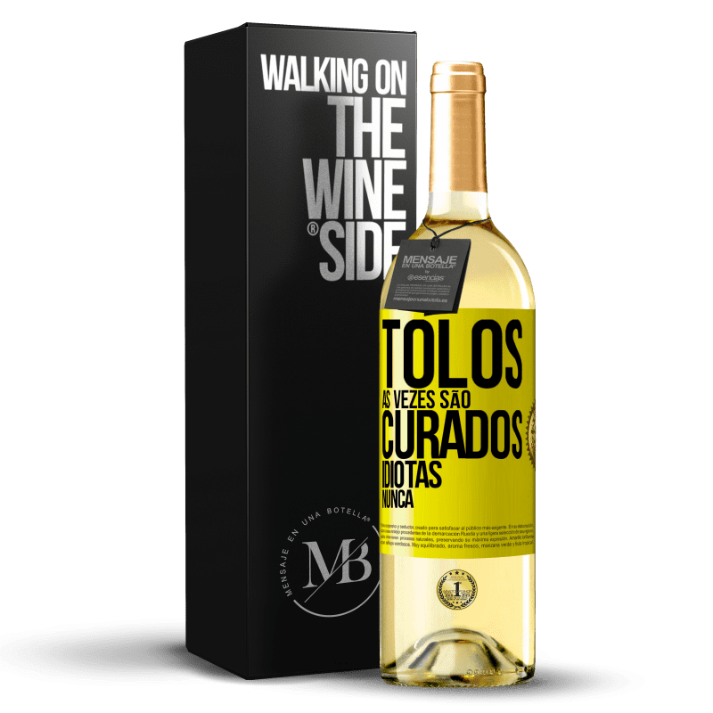 29,95 € Envio grátis | Vinho branco Edição WHITE Tolos às vezes são curados, idiotas nunca Etiqueta Amarela. Etiqueta personalizável Vinho jovem Colheita 2023 Verdejo