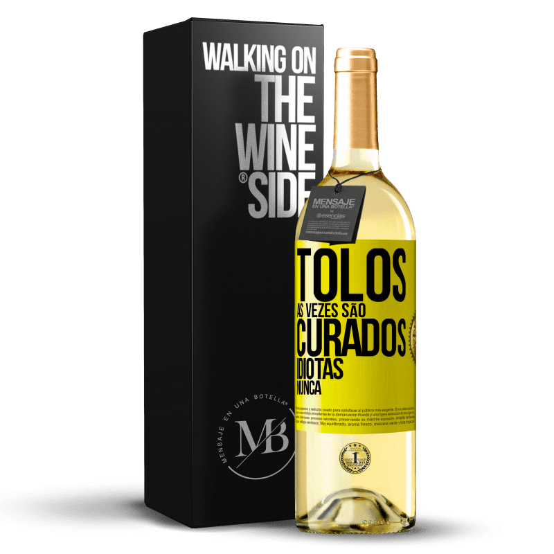 29,95 € Envio grátis | Vinho branco Edição WHITE Tolos às vezes são curados, idiotas nunca Etiqueta Amarela. Etiqueta personalizável Vinho jovem Colheita 2025 Verdejo