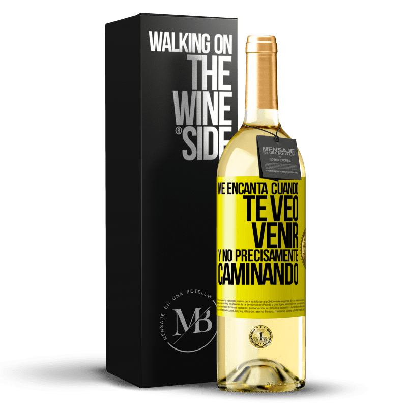 29,95 € Envío gratis | Vino Blanco Edición WHITE Me encanta cuando te veo venir y no precisamente caminando Etiqueta Amarilla. Etiqueta personalizable Vino joven Cosecha 2023 Verdejo