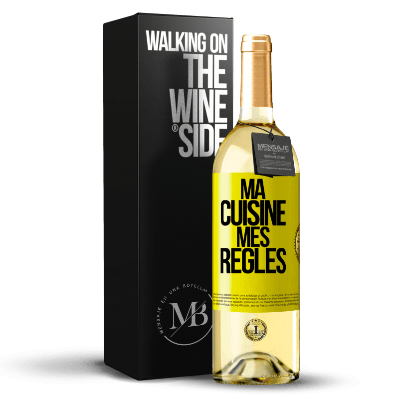 29,95 € Envoi gratuit | Vin blanc Édition WHITE Ma cuisine, mes règles Étiquette Jaune. Étiquette personnalisable Vin jeune Récolte 2023 Verdejo