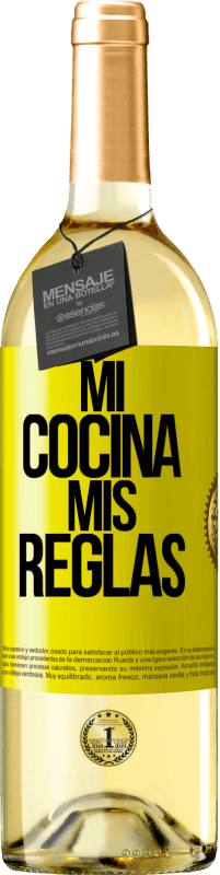 29,95 € | Vino Blanco Edición WHITE Mi cocina, mis reglas Etiqueta Amarilla. Etiqueta personalizable Vino joven Cosecha 2025 Verdejo