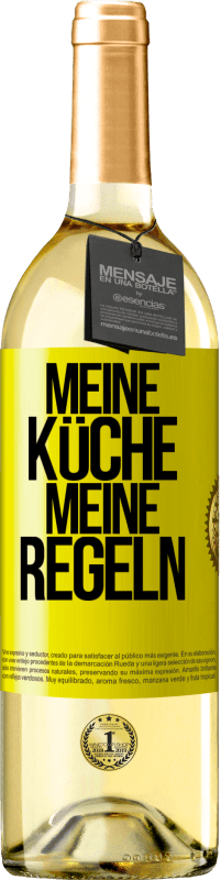 Kostenloser Versand | Weißwein WHITE Ausgabe Meine Küche, meine Regeln Gelbes Etikett. Anpassbares Etikett Junger Wein Ernte 2023 Verdejo