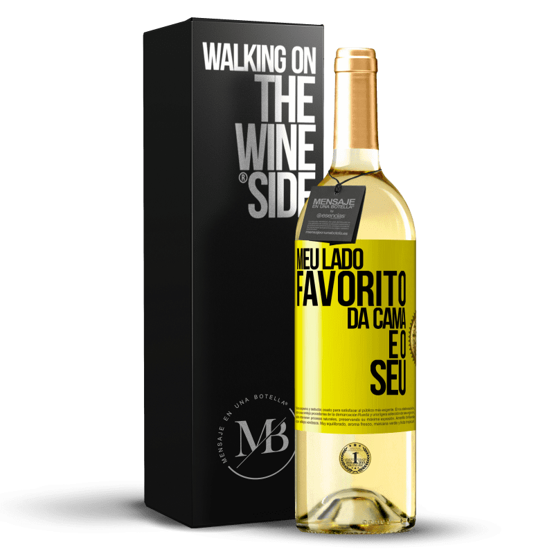 29,95 € Envio grátis | Vinho branco Edição WHITE Meu lado favorito da cama é o seu Etiqueta Amarela. Etiqueta personalizável Vinho jovem Colheita 2024 Verdejo