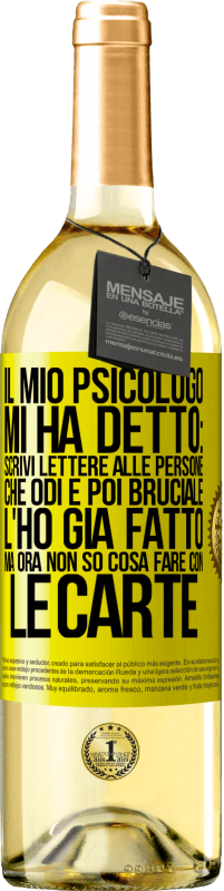 «Il mio psicologo mi ha detto: scrivi lettere alle persone che odi e poi bruciale. L'ho già fatto, ma ora non so cosa fare» Edizione WHITE