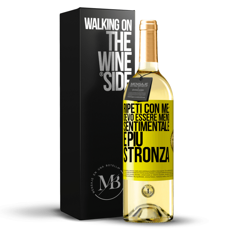 29,95 € Spedizione Gratuita | Vino bianco Edizione WHITE Ripeti con me: devo essere meno sentimentale e più stronza Etichetta Gialla. Etichetta personalizzabile Vino giovane Raccogliere 2023 Verdejo