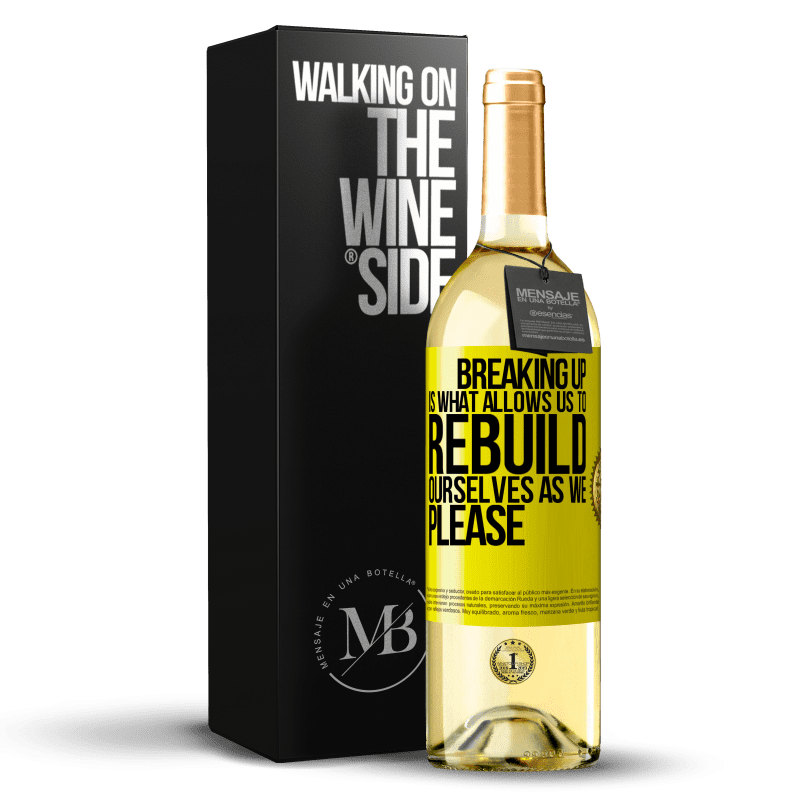 29,95 € Бесплатная доставка | Белое вино Издание WHITE Расставание - это то, что позволяет нам восстанавливать себя так, как нам нравится Желтая этикетка. Настраиваемая этикетка Молодое вино Урожай 2023 Verdejo