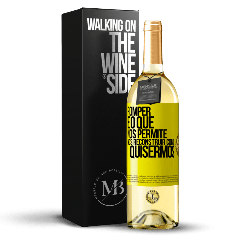 29,95 € Envio grátis | Vinho branco Edição WHITE Romper é o que nos permite nos reconstruir como quisermos Etiqueta Amarela. Etiqueta personalizável Vinho jovem Colheita 2024 Verdejo