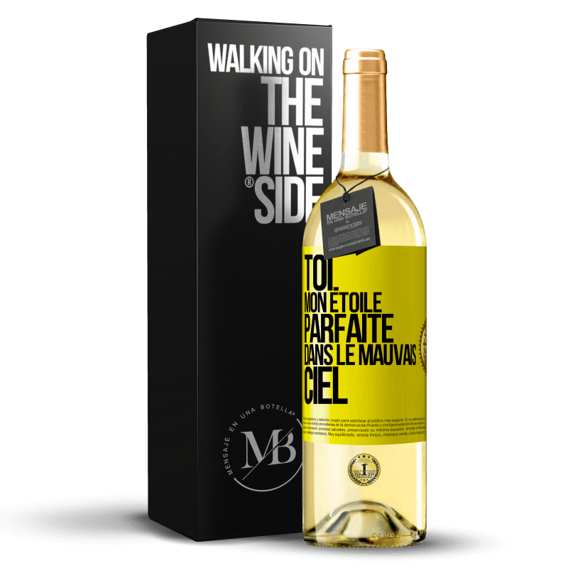 29,95 € Envoi gratuit | Vin blanc Édition WHITE Toi. Mon étoile parfaite dans le mauvais ciel Étiquette Jaune. Étiquette personnalisable Vin jeune Récolte 2023 Verdejo