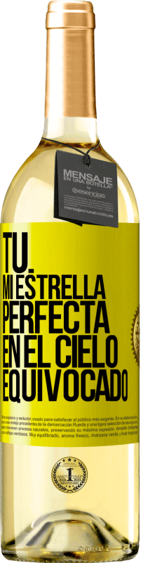 Envío gratis | Vino Blanco Edición WHITE Tú. Mi estrella perfecta en el cielo equivocado Etiqueta Amarilla. Etiqueta personalizable Vino joven Cosecha 2023 Verdejo